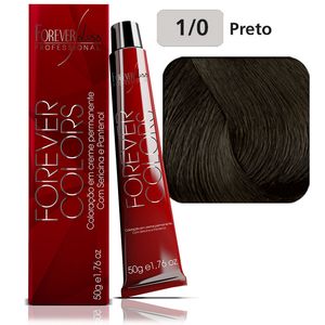 Tinta De Cabelo Natural 1-0 Preto Coloração Forever Colors