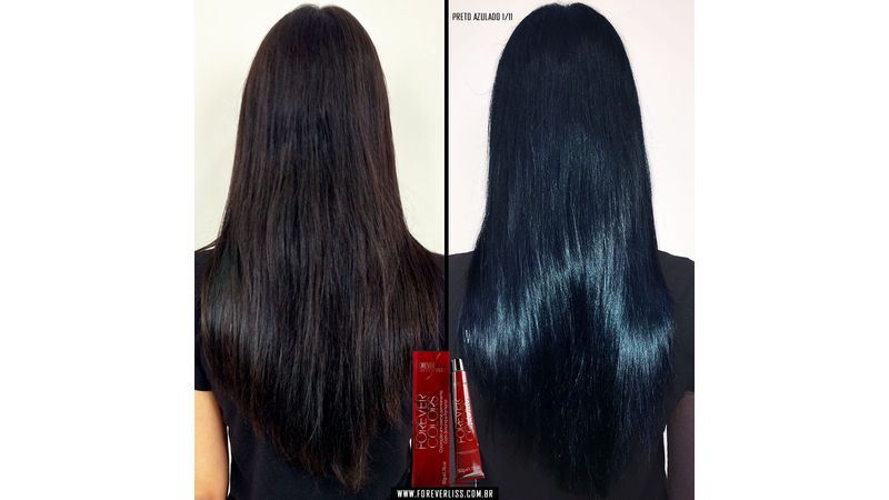 Tinta de Cabelo Natural Preto 1-11 Preto Azulado Coloração Forever