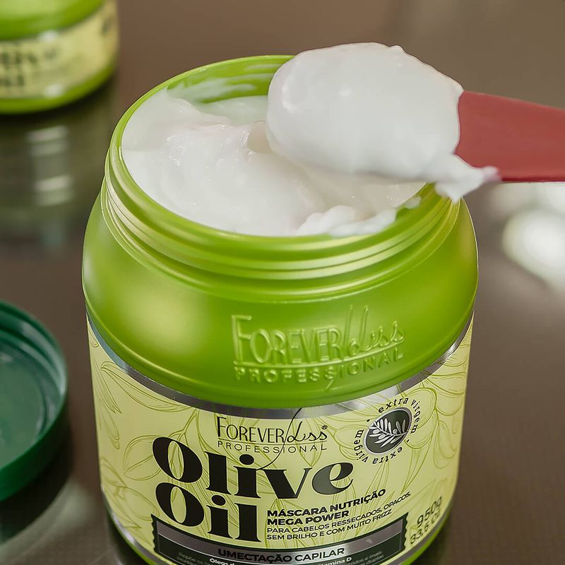 Mascara-de-Umectacao-Capilar-OLIVE-OIL-950g-Forever-Liss-detalhe