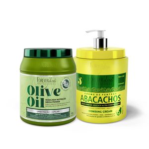 Kit Umectação De Abacate Com Máscara Olive Oil E Creme De Pentear Abacachos