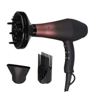 Wazor Secador De Cabelo Profissional Iônico Com Difusor, 1875w, Preto